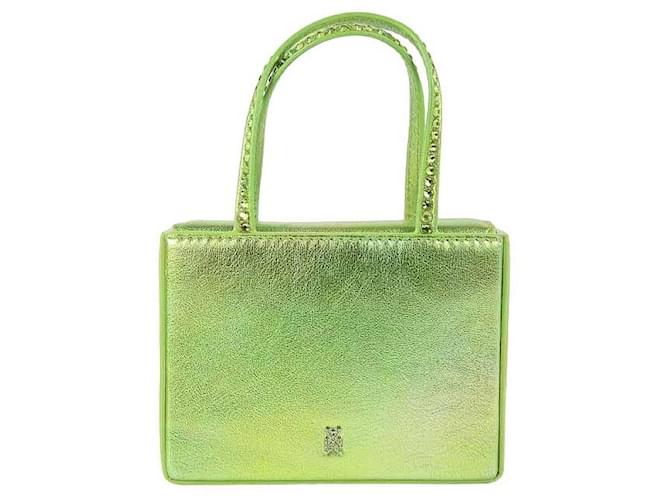 Amina Muaddi mini bolsa de couro Verde  ref.1146048