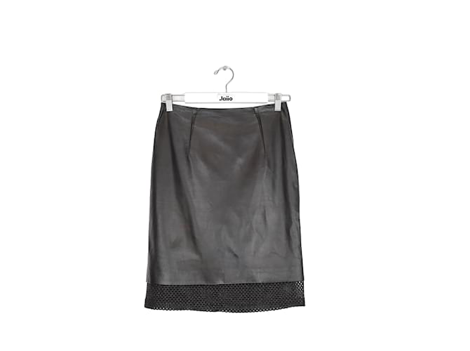 Paule Ka Leather skirt Black  ref.1146159