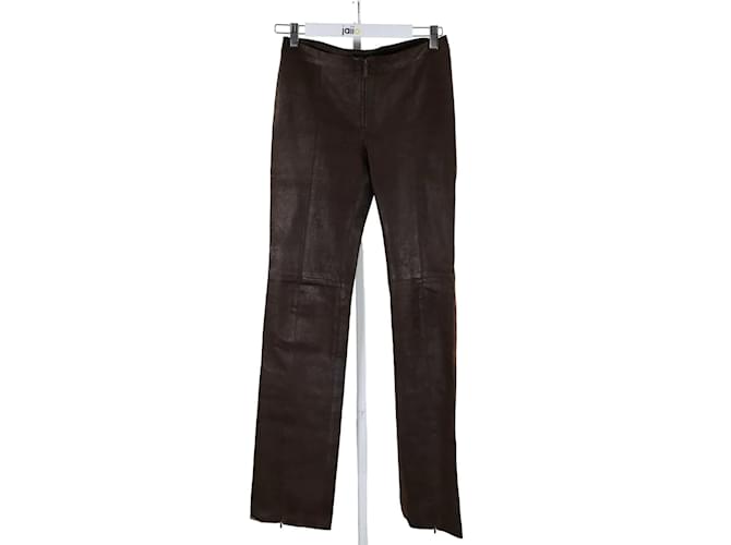 Plein Sud Leather pants Brown  ref.1146210