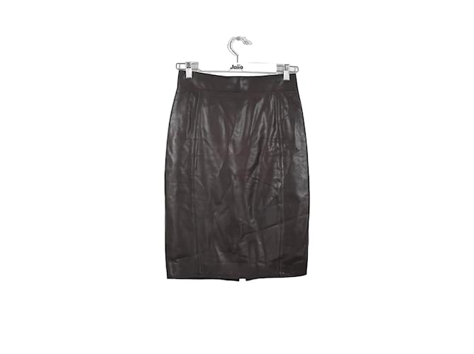 Paule Ka Leather skirt Brown  ref.1146258