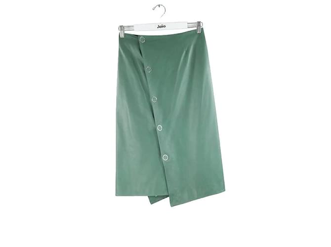 Yves Salomon Leather skirt Green  ref.1146314