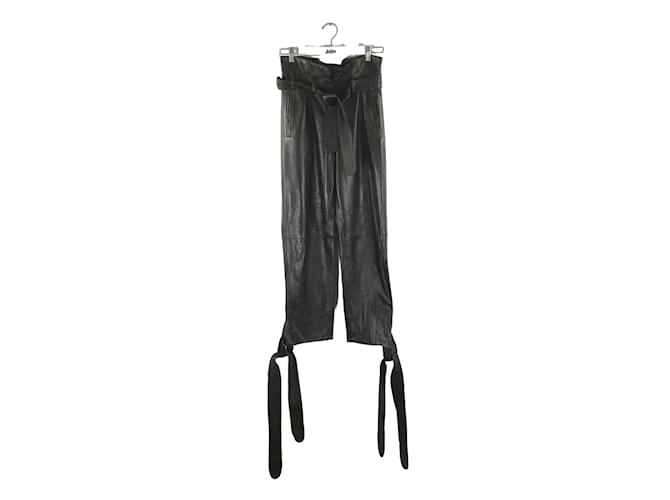 Attico Pantalon large en cuir Noir  ref.1146342