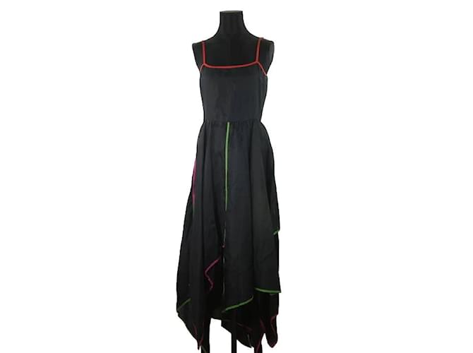 Lanvin Vestito di lino Nero Biancheria  ref.1146349