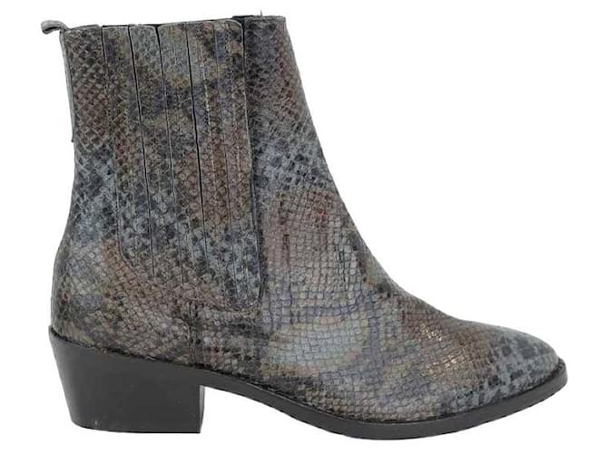 Autre Marque Leather boots Grey  ref.1146562