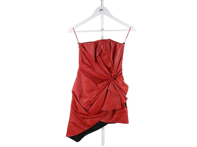 Alexandre Vauthier Leather Over Dress Red  ref.1146945