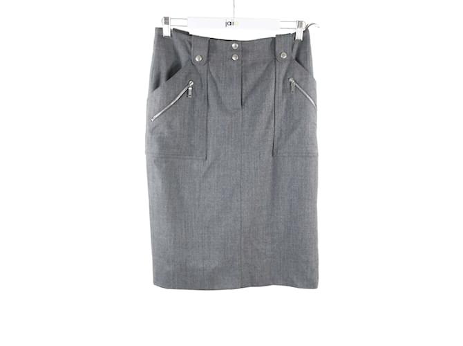 Céline wrap wool skirt Grey  ref.1146976
