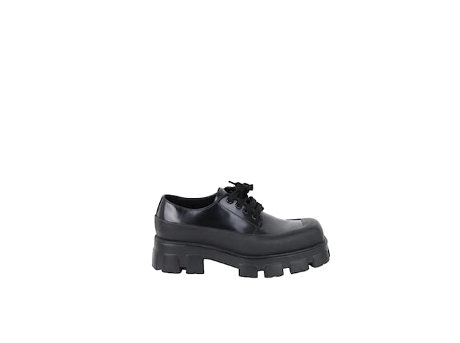 Prada Chaussures à lacets en cuir Noir  ref.1147033