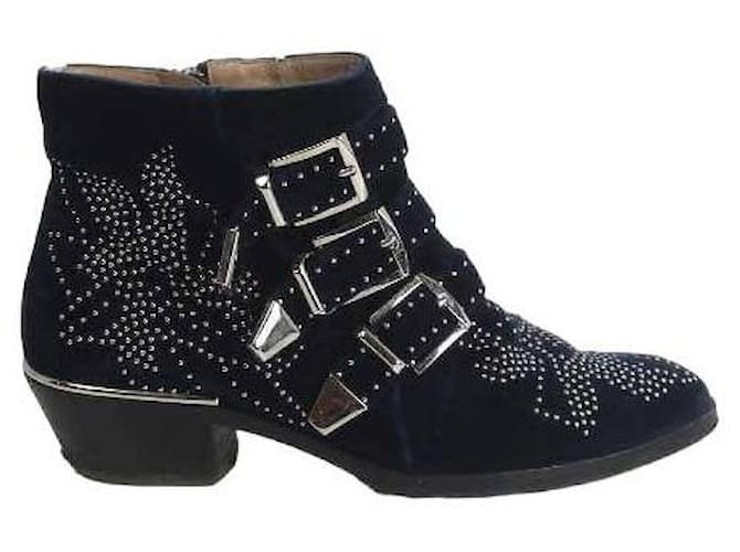 Chloé Velvet boots Blue  ref.1147089