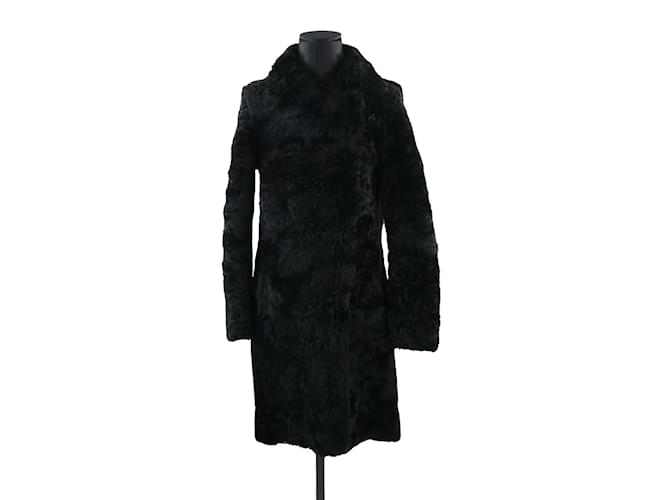 Sandro leather trim coat Black  ref.1147129