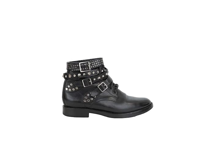 Yves Saint Laurent Leather boots Black  ref.1147155