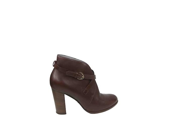 Sergio Rossi Leather buckle boots Brown  ref.1147190