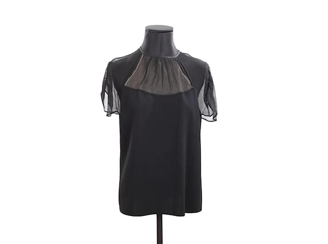 Miu Miu Silk wrap blouse Black  ref.1147313