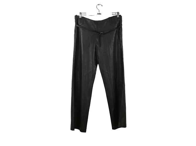 Hermès pantalones anchos de cuero Negro