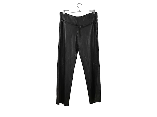 Hermès Wide leather pants Black  ref.1147337