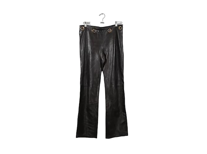 Céline Wide leather pants Brown  ref.1147341