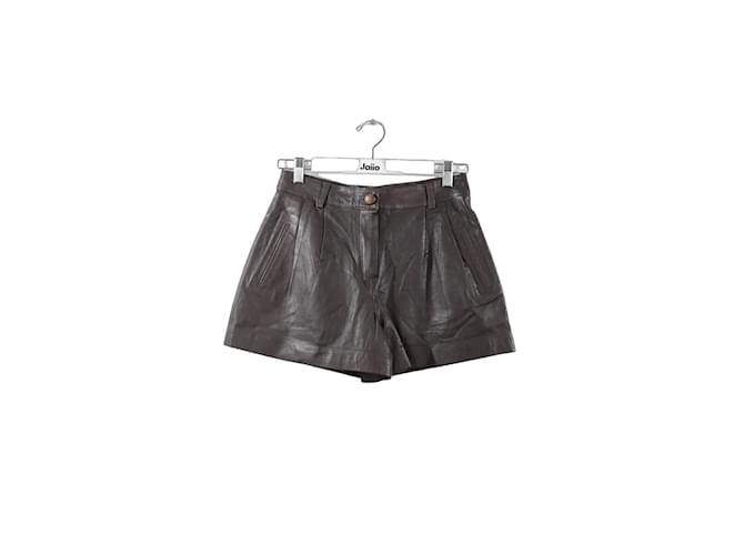 Claudie Pierlot Mini leather shorts Brown  ref.1147349