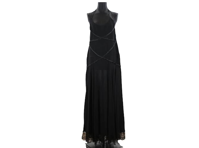 Valentino Vestido de seda Negro  ref.1147356