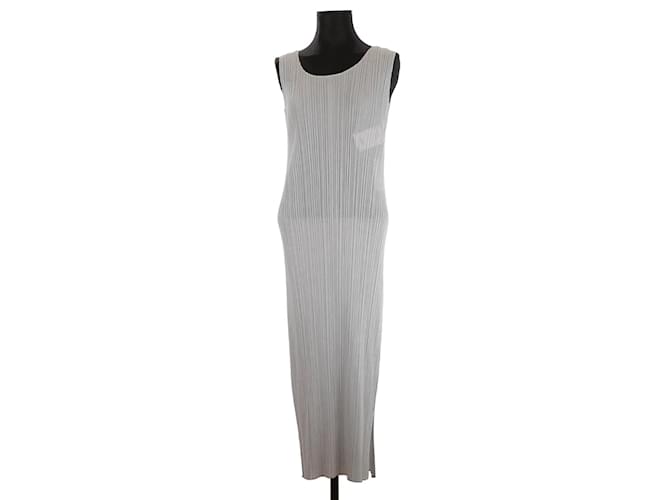 Pleats Please Robe gris Polyester  ref.1147555