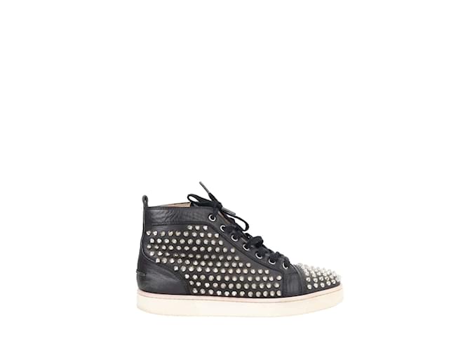 Christian Louboutin Louis junior spike leather sneakers Black  ref.1147582