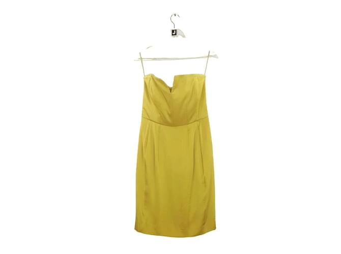 Saint Laurent Robe en soie Jaune  ref.1147651