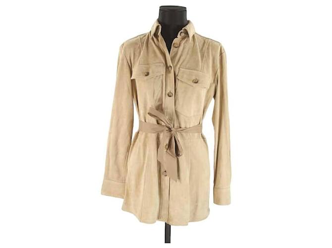 Ralph Lauren Leather coat Beige  ref.1147670