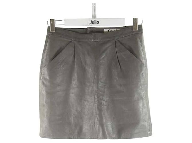 Chloé Leather Mini Skirt Green  ref.1147687