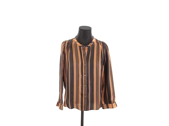 La Prestic Ouiston Silk wrap blouse Brown  ref.1147768