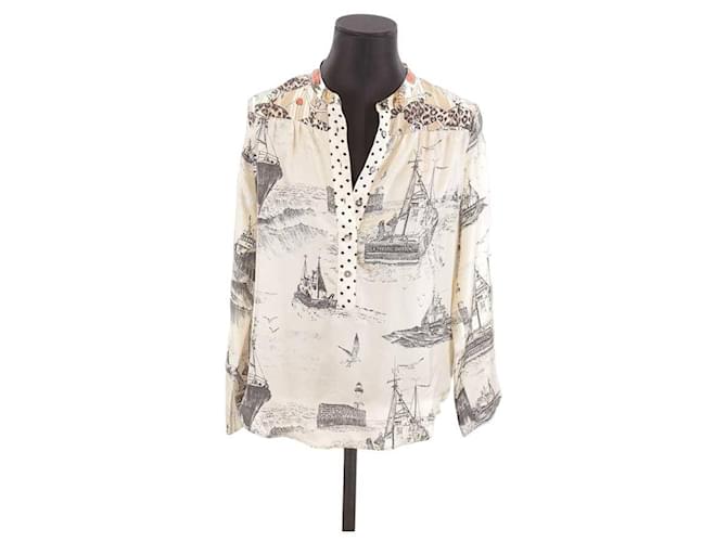 La Prestic Ouiston Silk wrap blouse Beige  ref.1147769