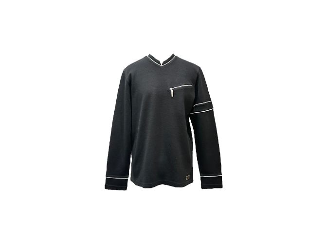 Versace Schwarzer Baumwollpullover V-Ausschnitt M 