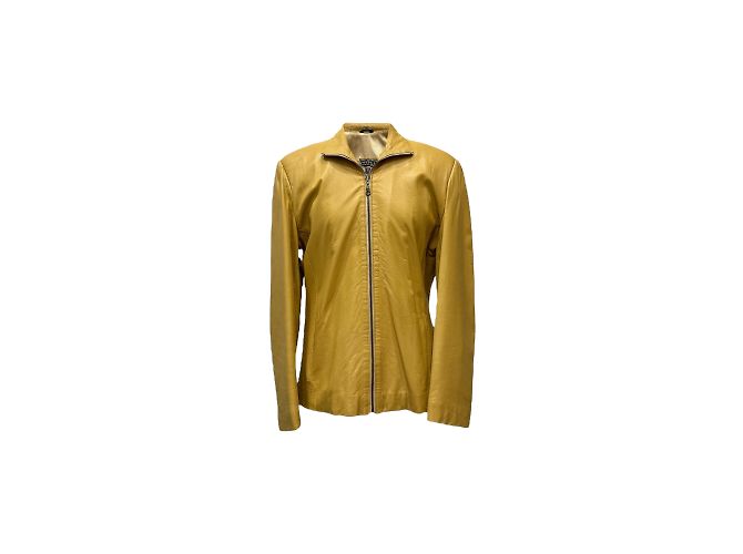 Versace Yellow Leather Jacket M
