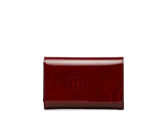 Petit portefeuille rouge Cartier Joyeux anniversaire Cuir  ref.1148050