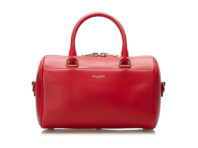 Duffle Bolso satchel clásico de cuero tipo lona para bebé de Saint Laurent rojo Roja  ref.1148151