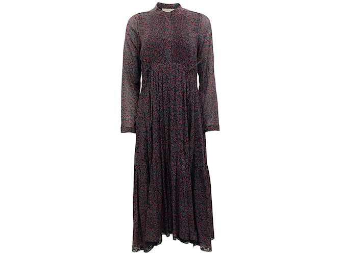 Autre Marque Chloe Crimson / Black Berry Print Dress Cotton  ref.1148325