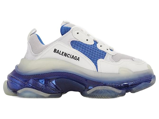 Balenciaga Triple S Clear Sole White Blue Mesh EU 37 Uk 4 Cloth