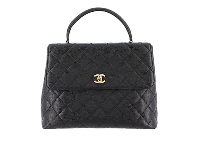 Black Chanel Caviar Kelly Top Handle Handbag Leather  ref.1148778