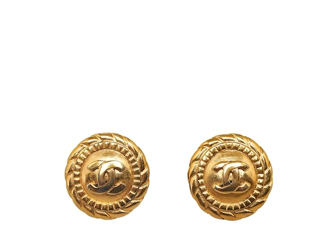 Boucles d'oreilles clips Chanel CC dorées Plaqué or  ref.1149214