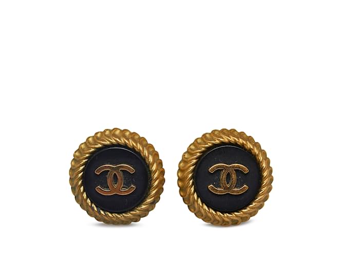 Gold Chanel CC Clip-on Earrings Golden Gold-plated  ref.1149221