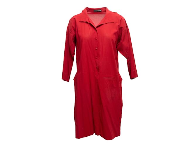 vintage Rouge Issey Miyake Robe Tunique Longueur Genou Taille US S/M Synthétique  ref.1149411