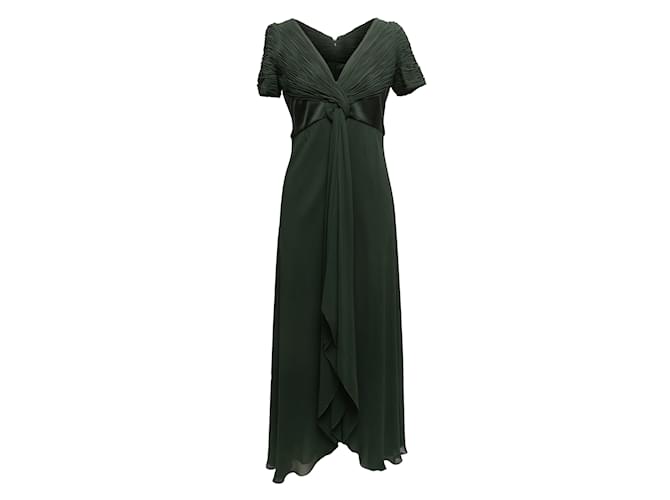 Vestido de seda Valentino verde escuro vintage tamanho EUA 10  ref.1149412