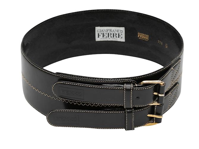 Gianfranco Ferré Vintage Black Gianfranco Ferre Wide Leather Belt Size US S  ref.1149420