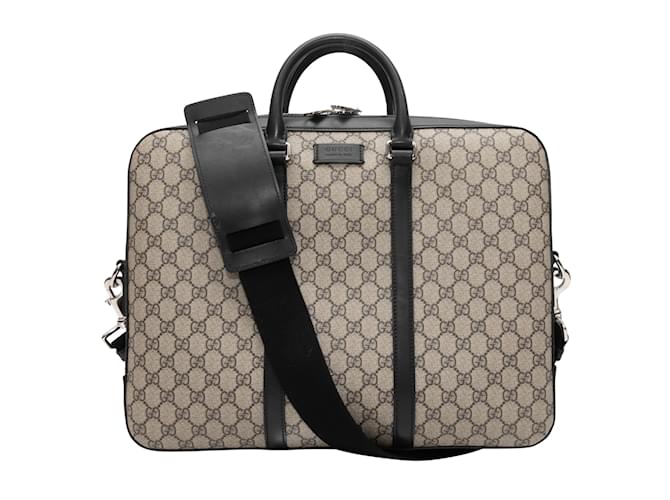 Beige & Black Gucci Monogram Crossbody Briefcase Leather  ref.1149431