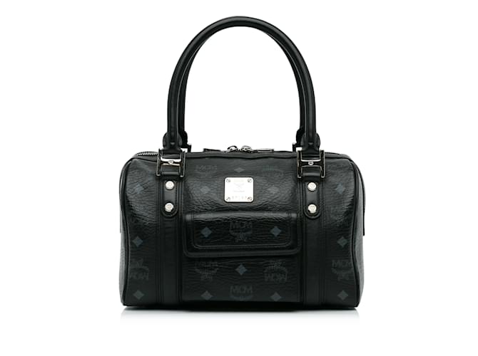 Black MCM Visetos Boston Bag Leather  ref.1149441