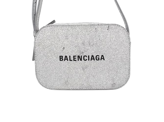 Silberne Balenciaga Glitter Everyday XS Kameratasche Leder  ref.1149791