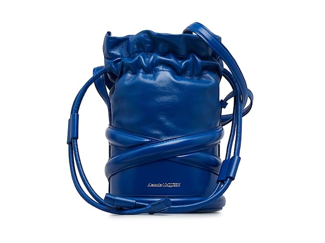 Blue Alexander McQueen Small The Curve Bucket Bag Leather  ref.1149800