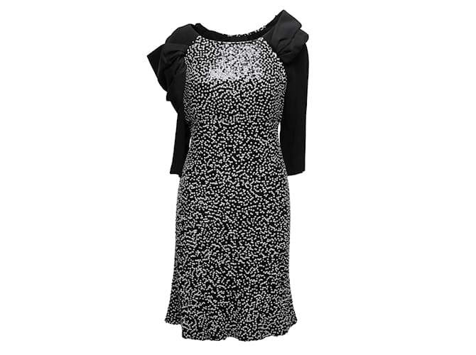 Schwarz-weißes Giorgio Armani-Kleid mit Paillettenschleife, Größe IT 42 Synthetisch  ref.1149849