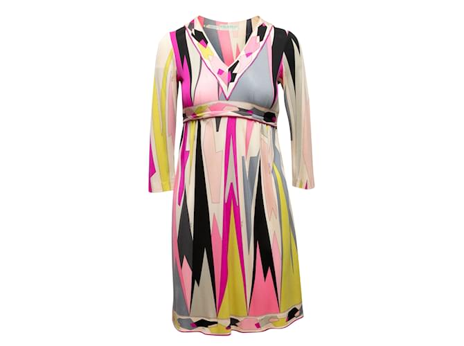 Vintage Pink & Mehrfarbig Emilio Pucci 1970s Kleid mit geometrischem Print, Größe US 6 Synthetisch  ref.1149851