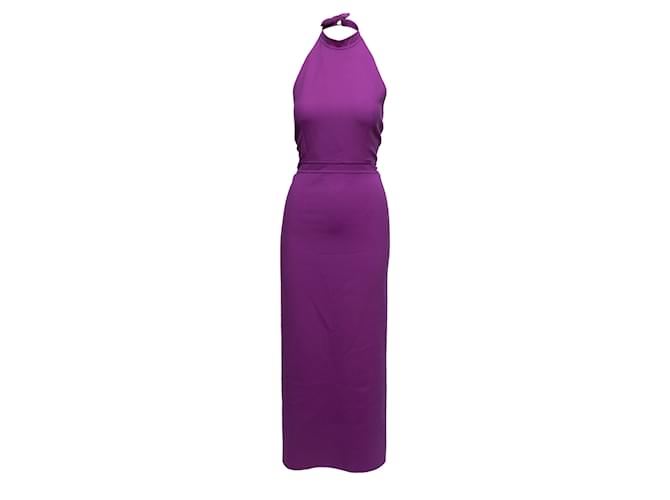 Purple Oscar de la Renta Bow Halter Dress Size US S Synthetic  ref.1149852