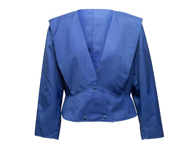 Vintage azul Courreges profundo V-cuello chaqueta tamaño US L Sintético  ref.1149863