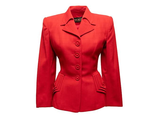 Vintage Red Norma Kamali 1980s Silk Blazer Size US XS  ref.1149865