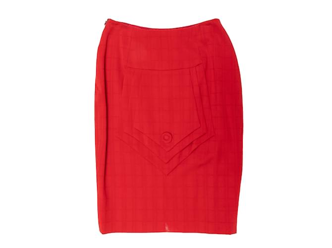 Vintage rojo Norma Kamali falda de seda tamaño US XS Roja  ref.1149867